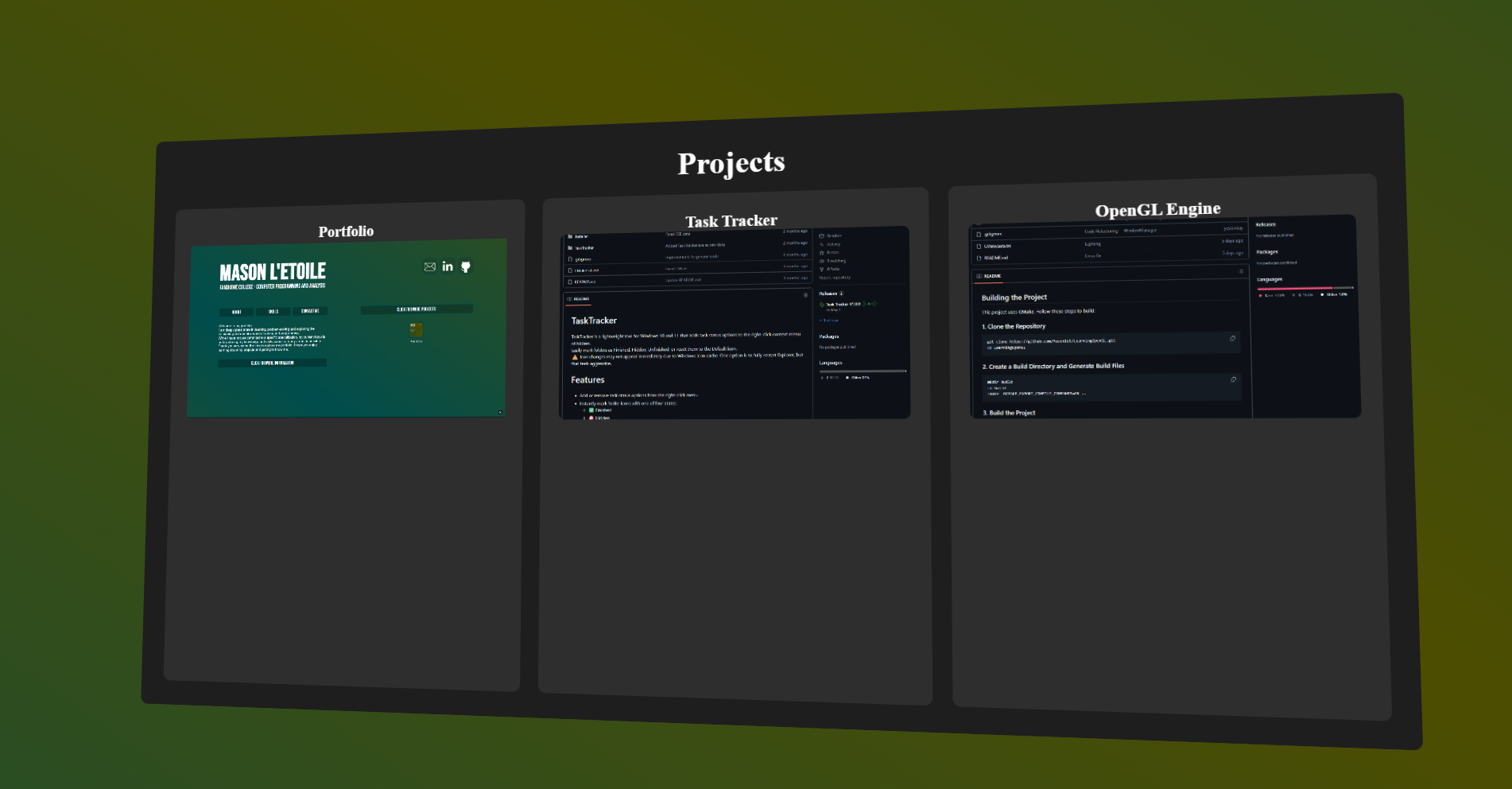 Card Portfolio Project Screenshot
