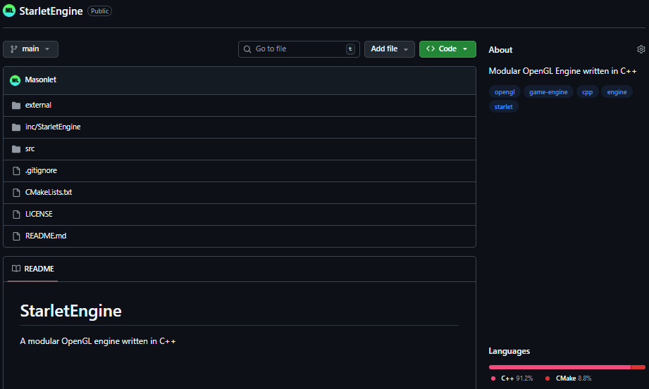 Starlet Engine Project Screenshot