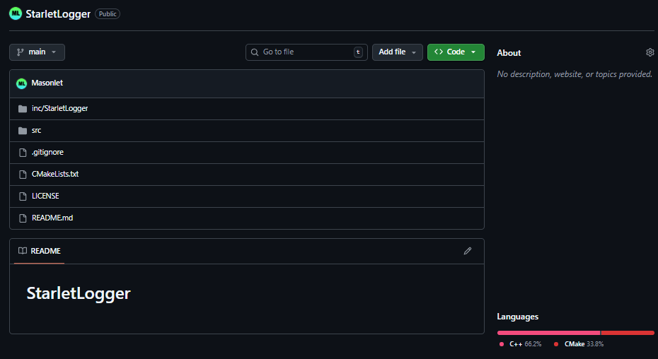 Starlet Logger Project Screenshot