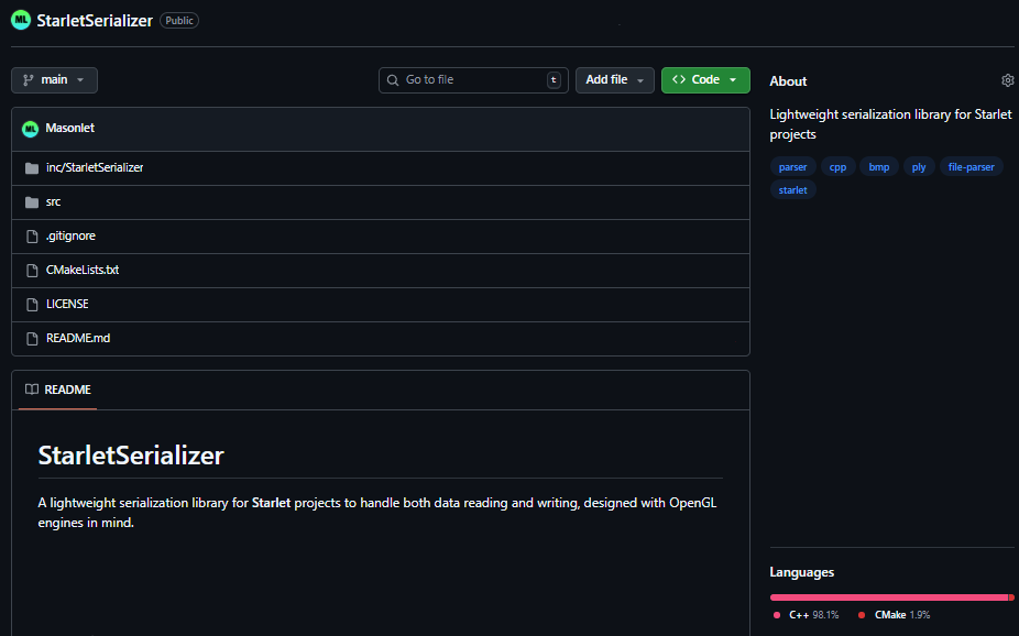 Starlet Serializer Project Screenshot